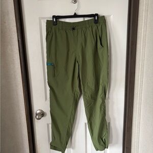REI Olive Cargo Pants with Blue Zipper Accent